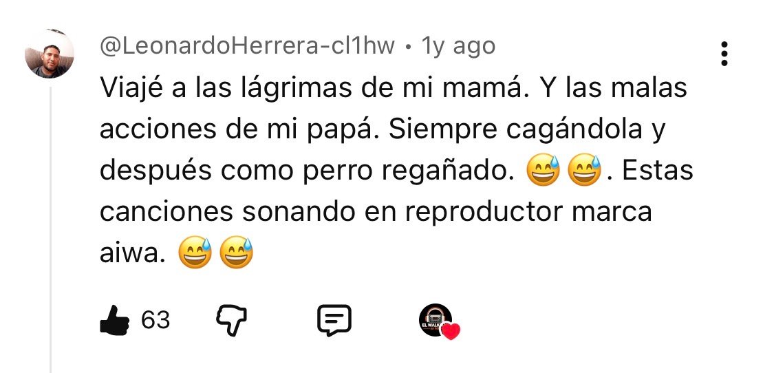 Comentario real de un oyente en YouTube