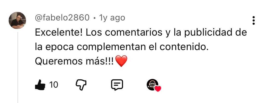 Comentario real de un oyente en YouTube