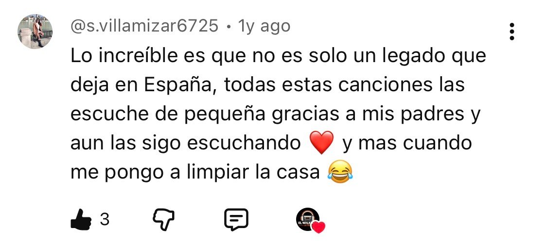 Comentario real de un oyente en YouTube